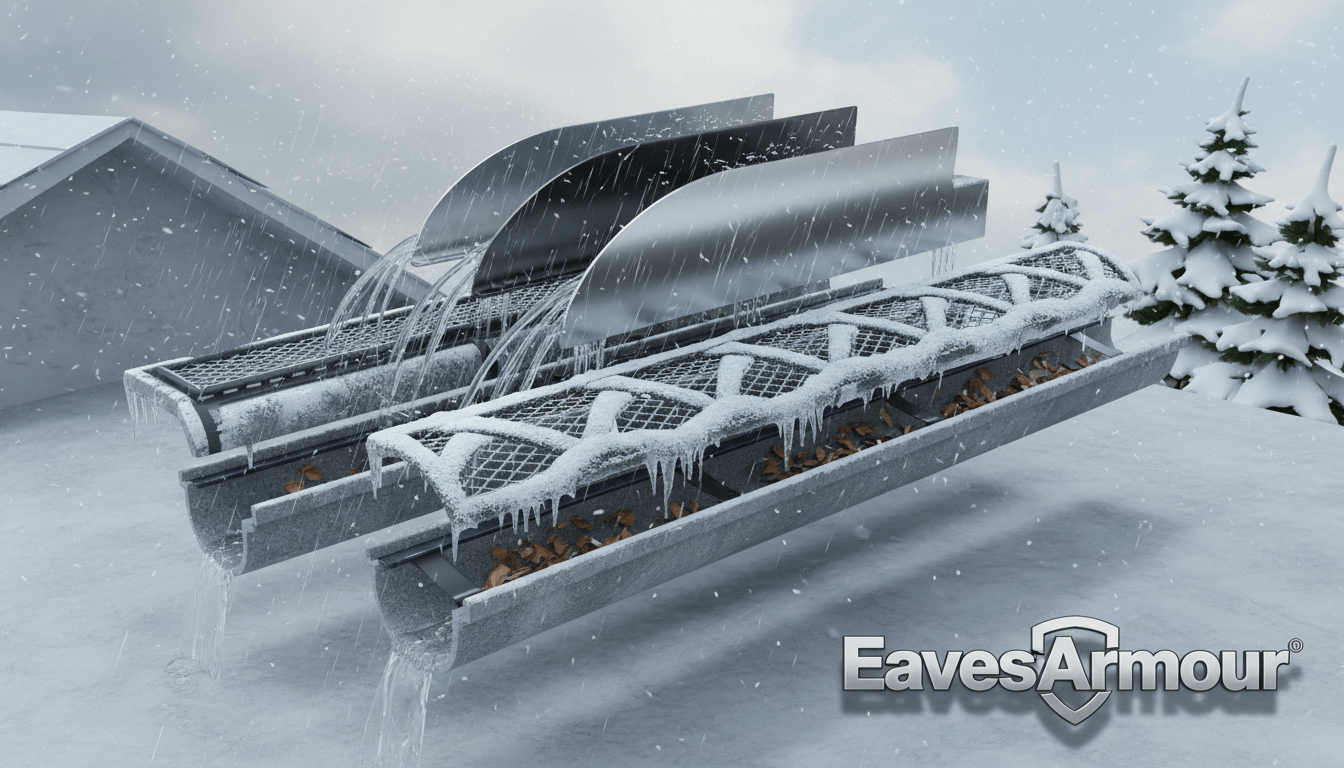 EavesArmour gutter protection systems designed for Ontario's harsh climate - Winter protection, rain defense, UV resistant
